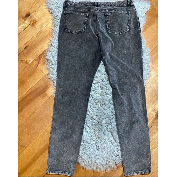 Eileen Fisher Black Velvet Skinny Jeans Acid Wash Cotton Casual Stretch Size 14 - Picture 3 of 4